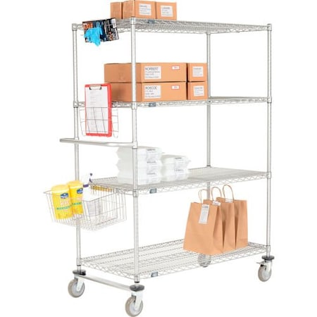 Curbside Truck, Nexelate , 30L X 18W X 69H, 4 Wire Shelves, Polyurethane Casters